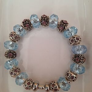 Elegant Blue and Silver Beaded Bracelet